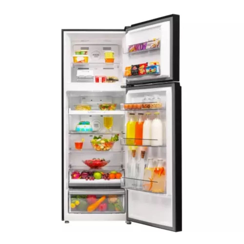 Haier 358 Ltrs, 2 Star Frost Free Double Door Refrigerator (HRF 4082PLKGA P, Black Glass)