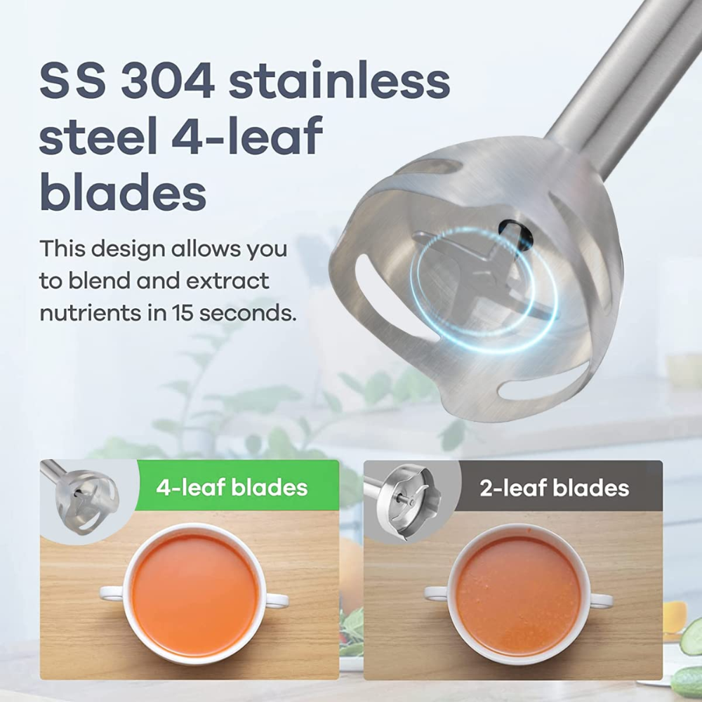 Inalsa Classique, 1200 Watts Stainless Steel Stem Hand Blender (Black&White)