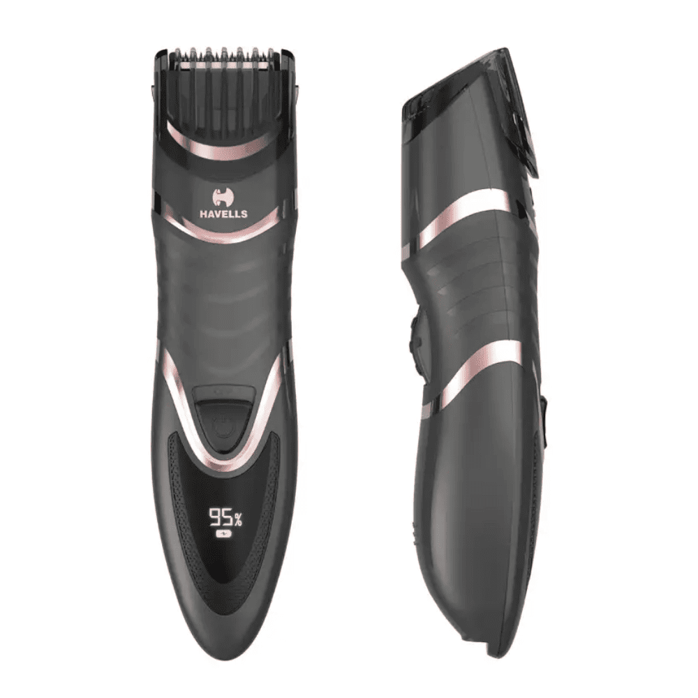 Havells BT9010, Digital & USB Quick Charge Titanium Coated Zoom Wheel Beard Trimmer (Black & Rose Gold)