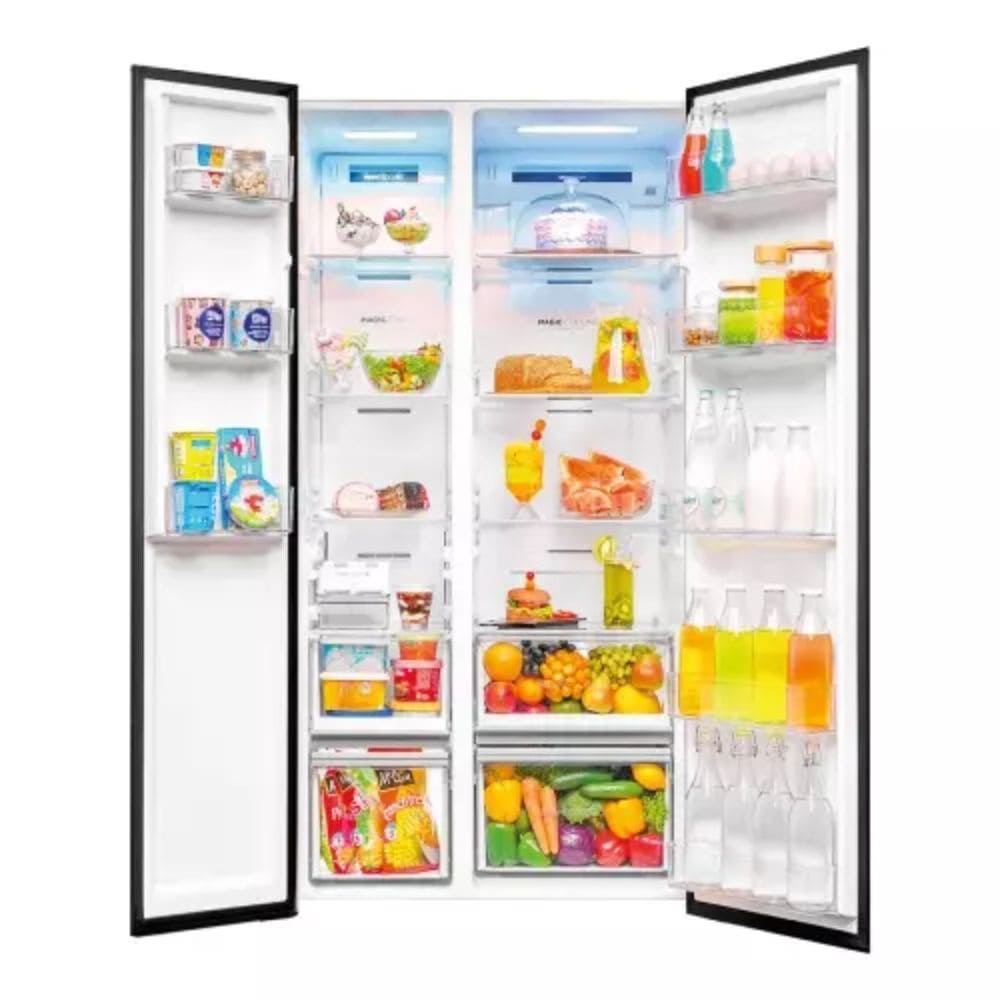 Haier 596 Ltrs, 3 Star Frost Free Dual Door Side by Side Refrigerator (HES 690GK, Graphite Black)