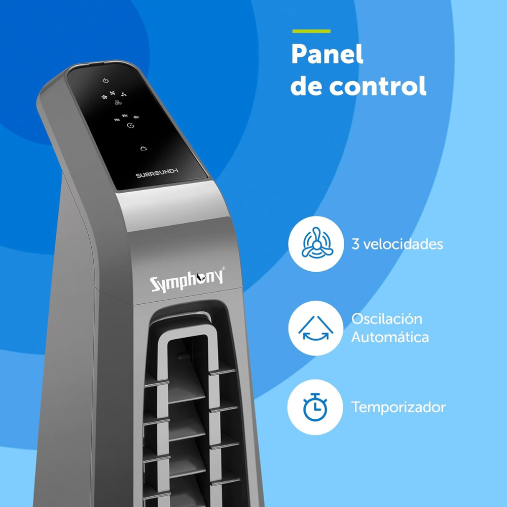 Symphony Bladeless Technology Touchscreen Control Panel Tower Fan (Surround-I)