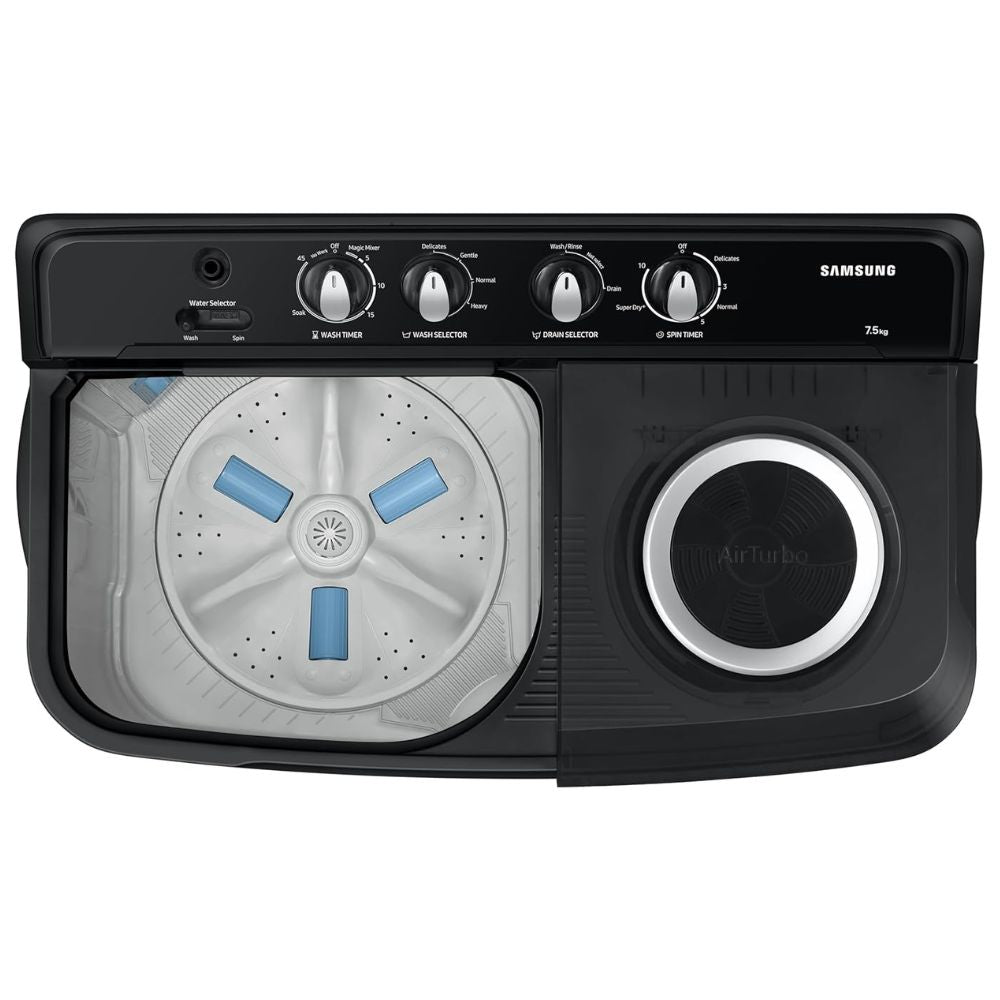 Samsung 7.5 Kg 5 Star, Semi Automatic Top Load Washing Machine (WT75C3200GG, Black &White)