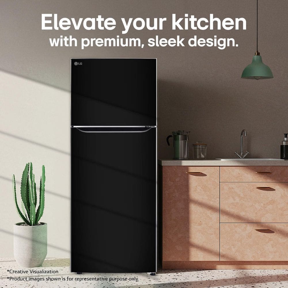 LG 446 Ltrs, 1 Star Smart Inverter Frost Free Double Door Convertible Refrigerator (GLT4416CCES, Ebony Sheen)