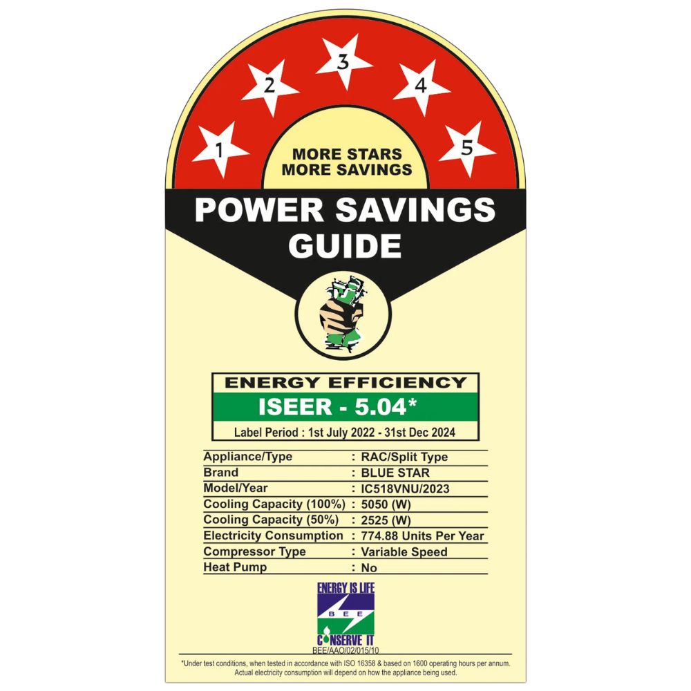 Blue Star 1.5 ton 5 star Inverter Split Air Conditioner (IA/IC518VNU)