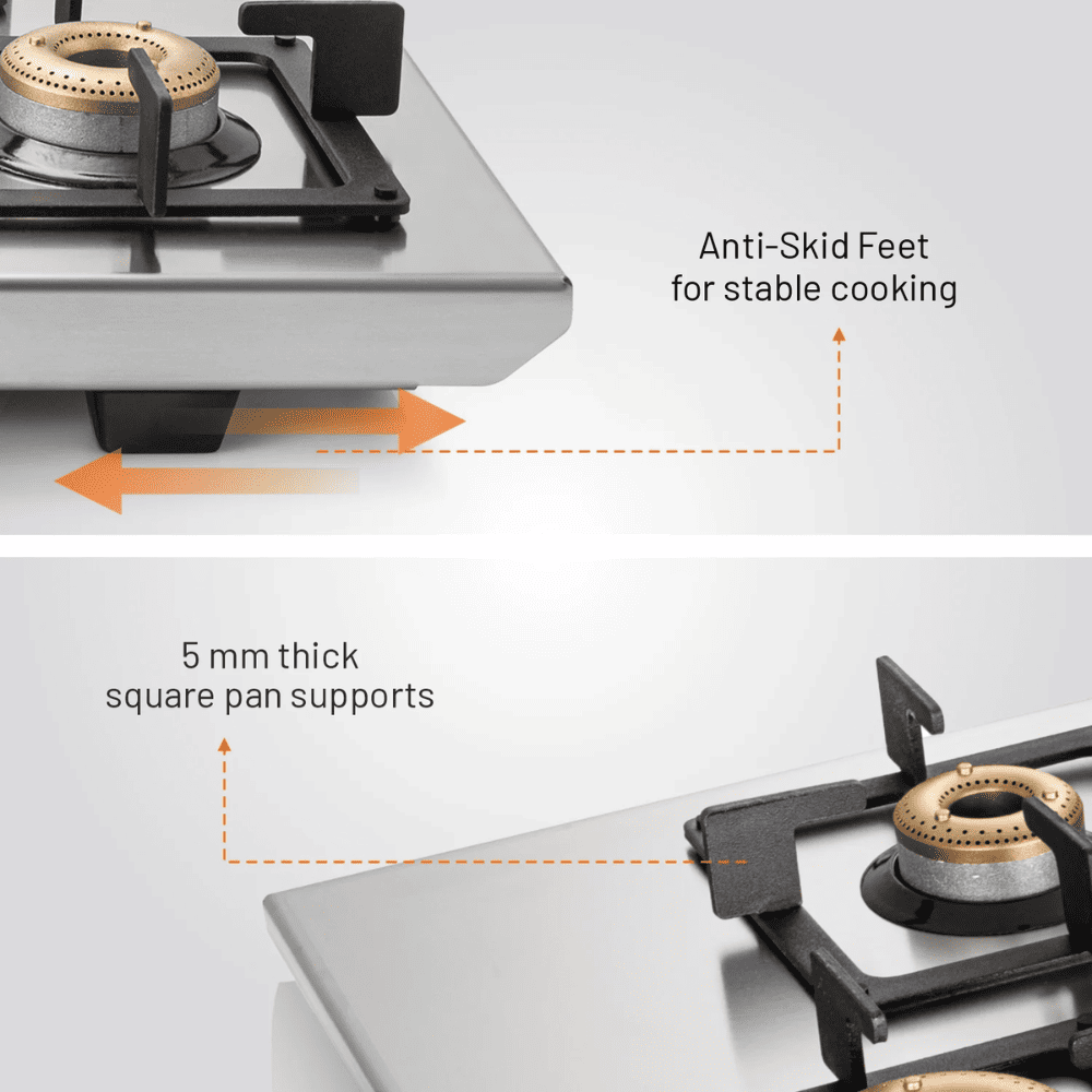 Glen Cooktop,1054 UT SS, 4 Burner cm Auto Ignition Glass Top Brass Burner 1 Big + 1 Medium + 2 small Gas Stove (Black)