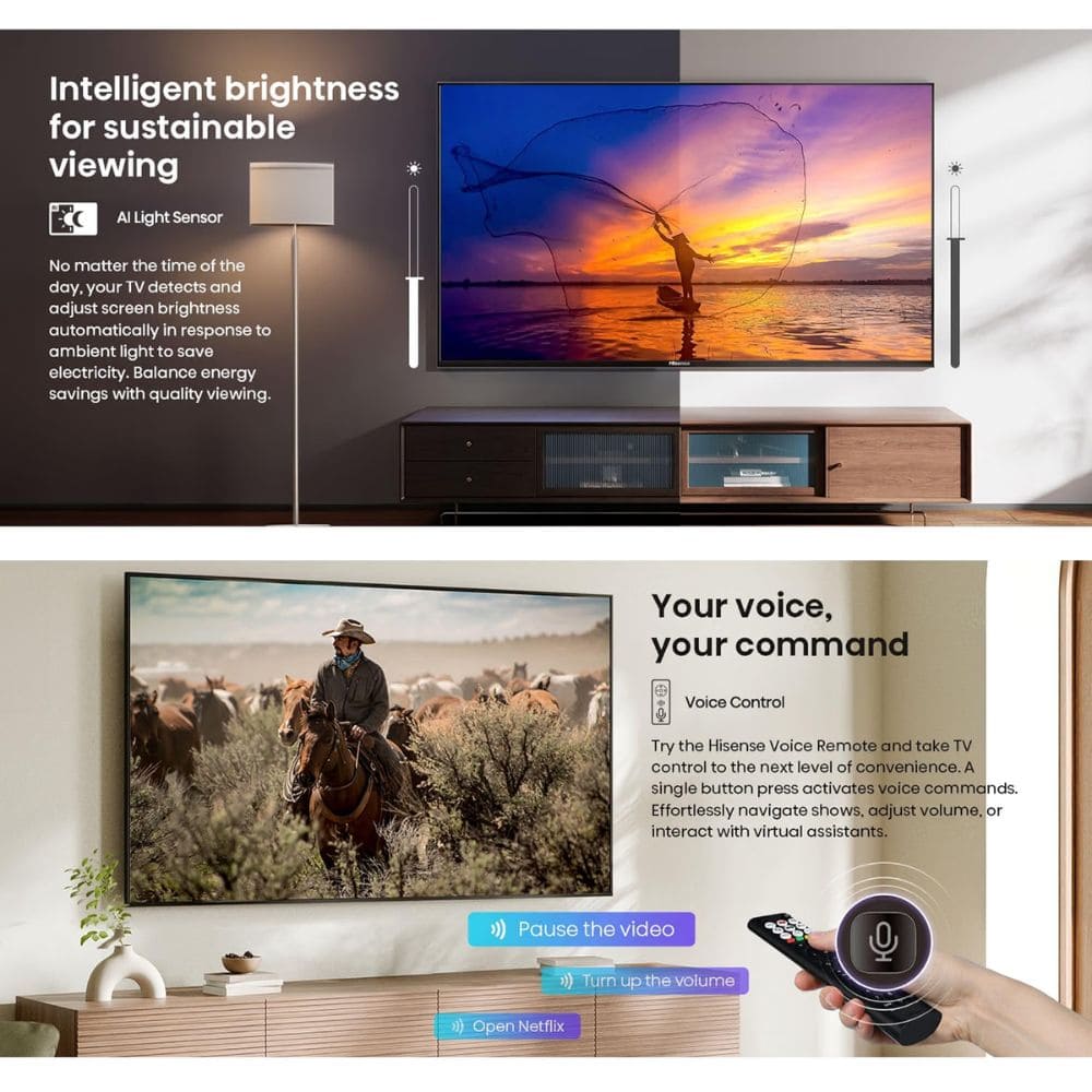 Hisense 75U7SE, 65 Inches 4K Ultra HD Smart QLED TV, Black