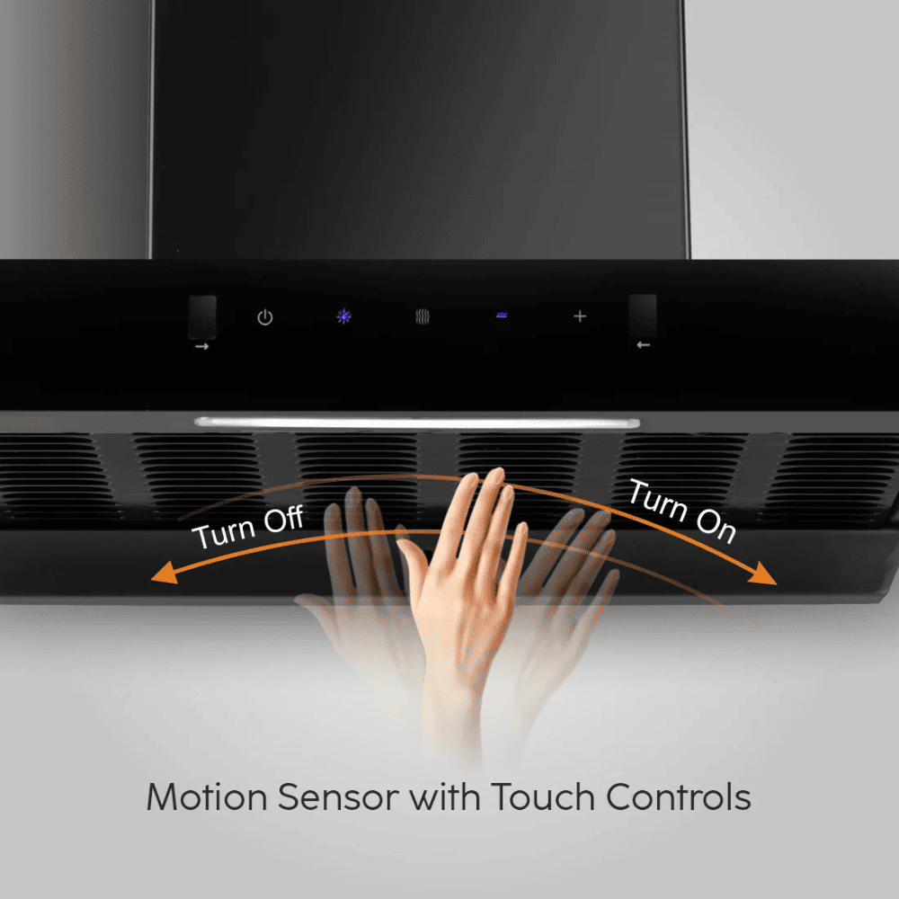 Glen 6052 SLIM BL, 60 cm 1200 m3/hr Auto Clean Curved Glass Kitchen Chimney (Black)