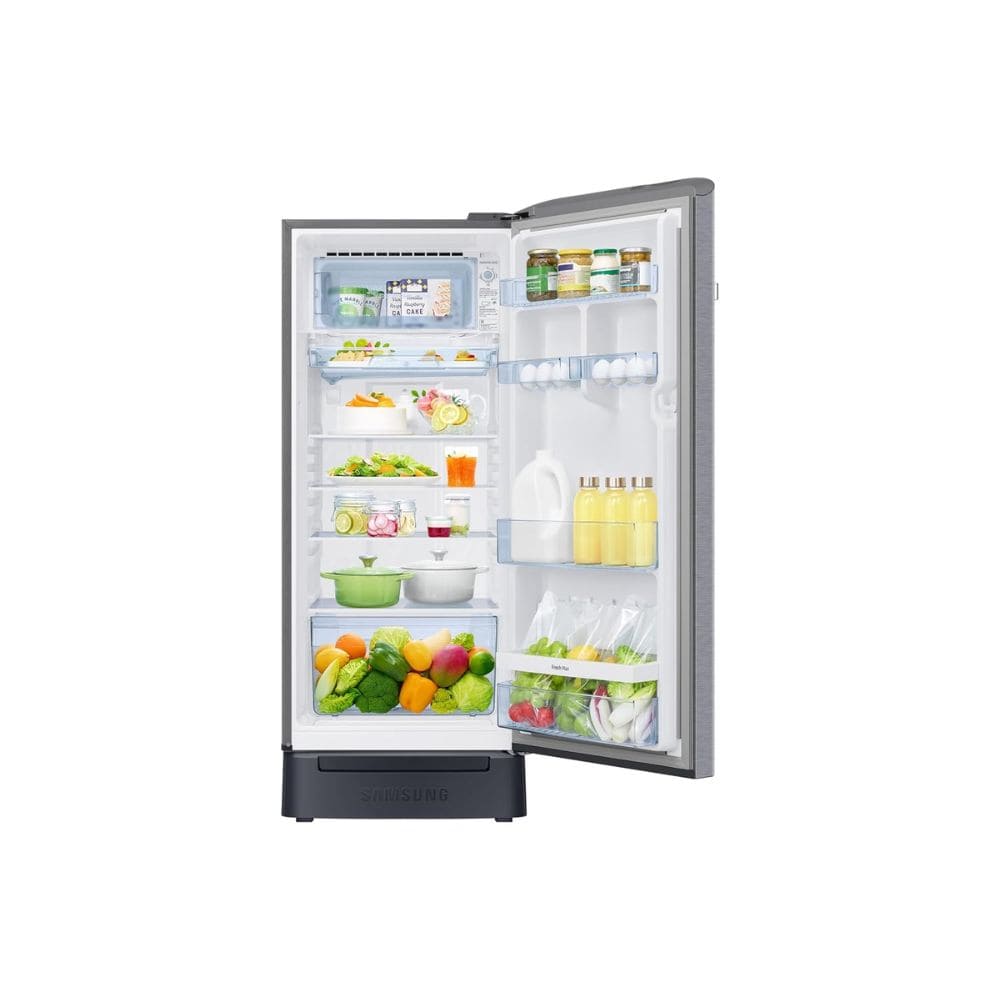 Samsung 215 Ltrs, 4 Star Digital Inverter, Direct Cool Single Door Refrigerator (RR23H2H34S8, Silver, Elegant Inox)