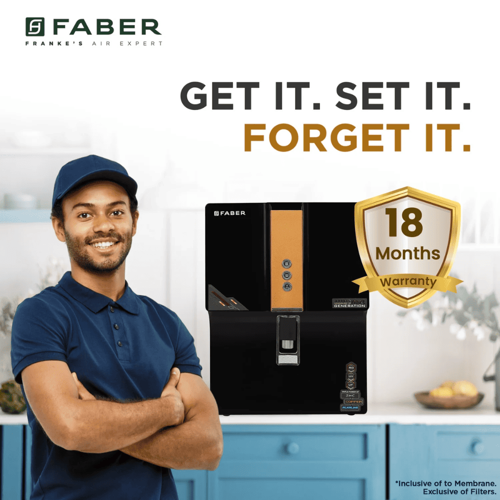 Faber FWP Health Guard, 6 Ltrs Storage, RO + UV + MAT + Vitamin C Water Purifier, White