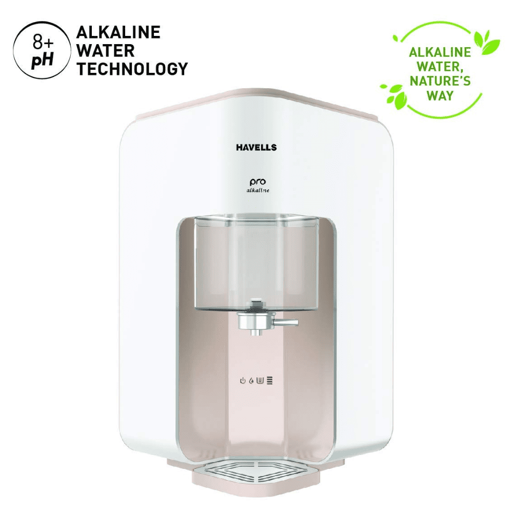 Havells Pro, 7 Ltrs RO+UV+Copper+Zinc+Minerals Wall Mountable Water Purifier, White & Beige