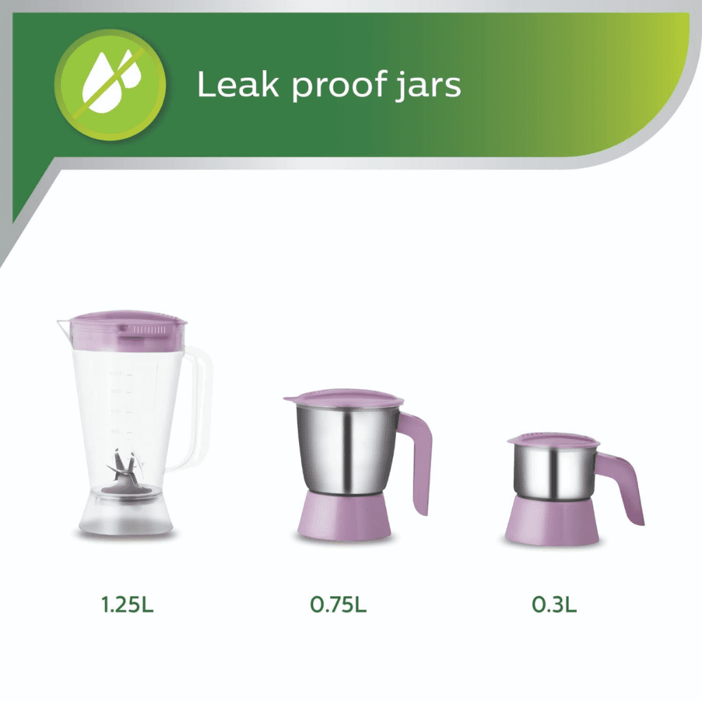 Philips HL7581/00, 600 Watt 3 Jars Juicer Mixer Grinder (Pink & White)