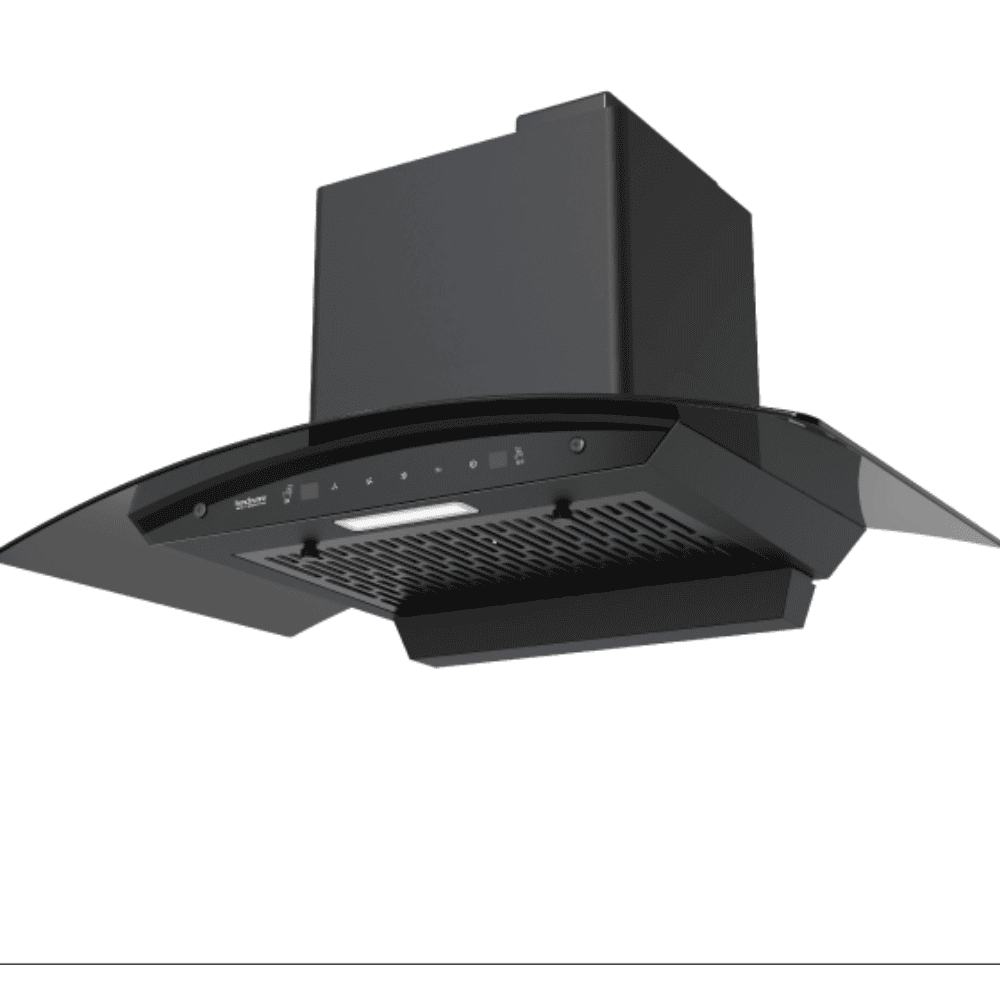 Hindware HOOD EVITA AUTOCLEAN, 60 cm 1200 m3/hr Auto Clean Wall Mounted Chimney, Aiflow Filterless Technology (Black)