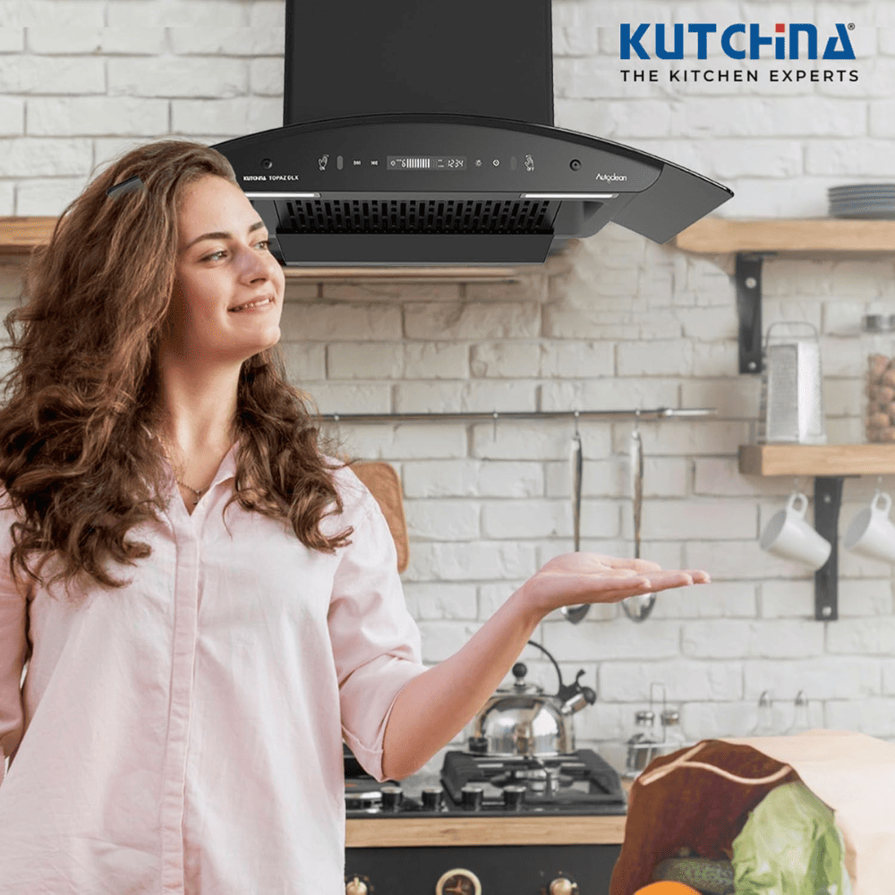 Sujata Topaz, 60 cm 1250 m3/hr Autoclean Kitchen Chimney with Filterless technology (Black)
