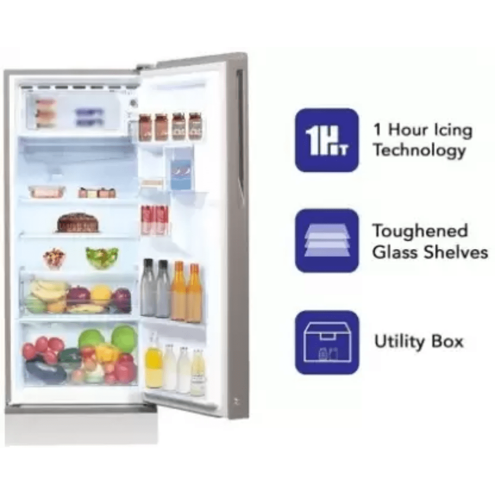 Haier 190 Ltrs 4 Star Inverter Direct Cool Single Door Refrigerator (HRD-2104PMG-P, Silver)