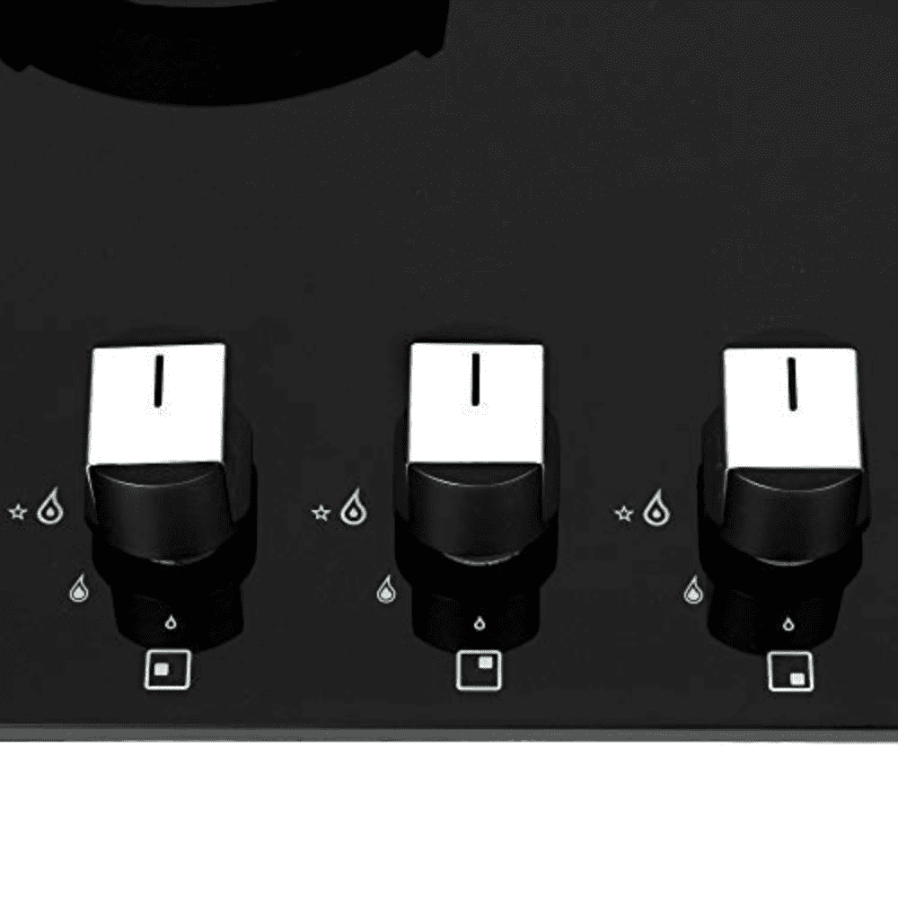 Faber Hob Nexus IND HT604 CRS BR CI AI, 4 Burner 60 cm Auto Electric Ignition Glass Top Brass Burners 4 Medium Gas Stove (Black)