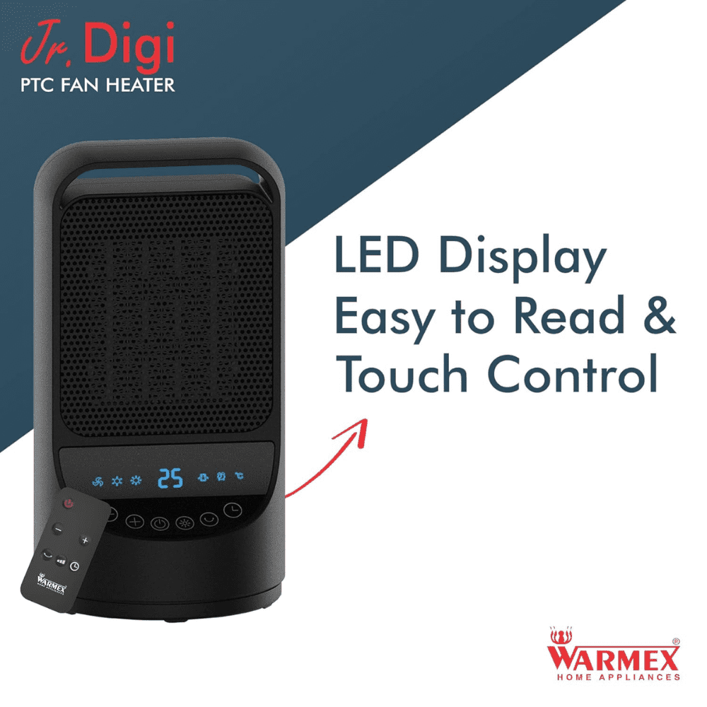 Warmex 750 Watts PTC Fan Room Heater with Touch Control Digital Display (JUNIOR DIGI White)