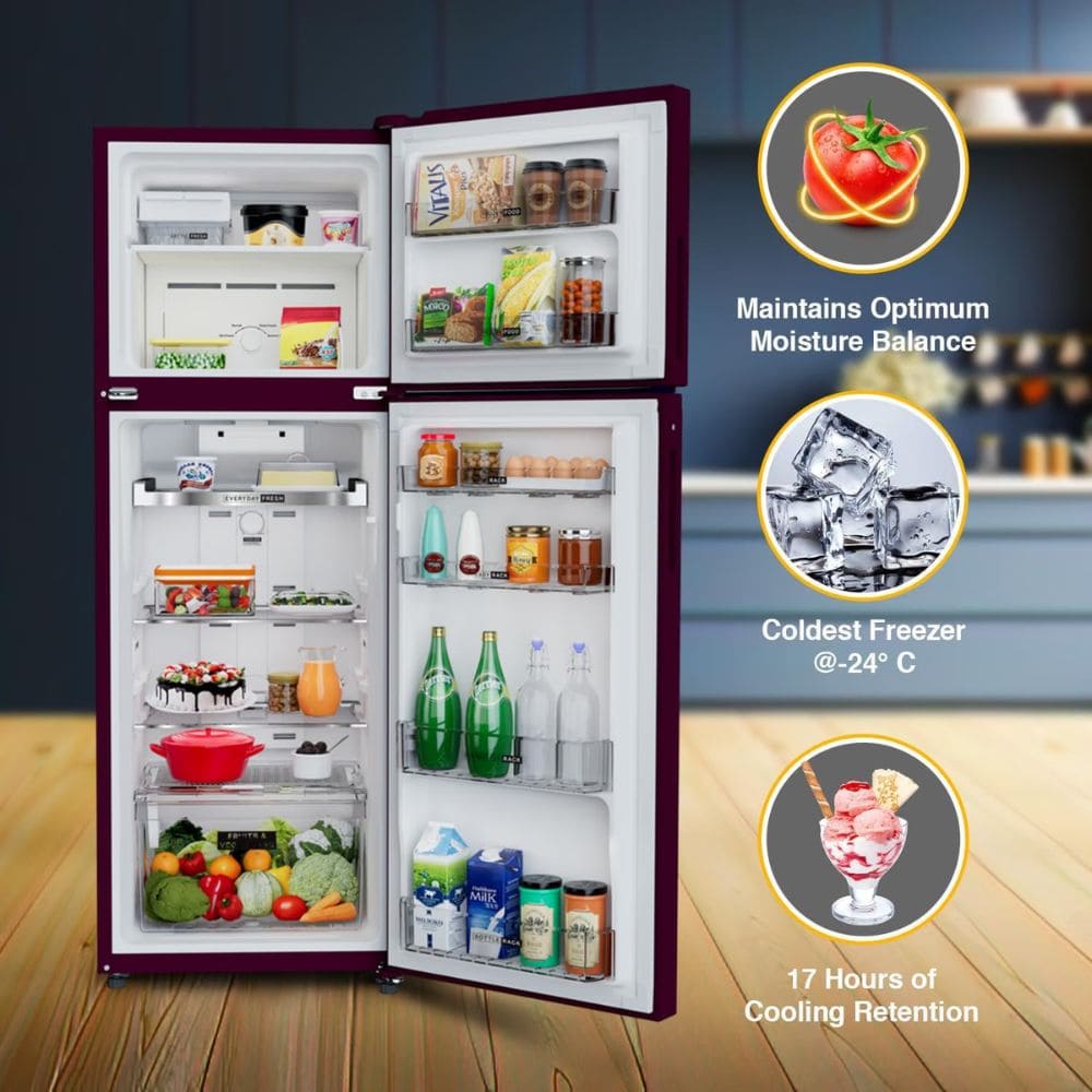 Whirlpool 235 Ltrs, 2 Star Frost Free Double Door Inverter Refrigerator (Neo SP278 PRM Wine Silk 2s)