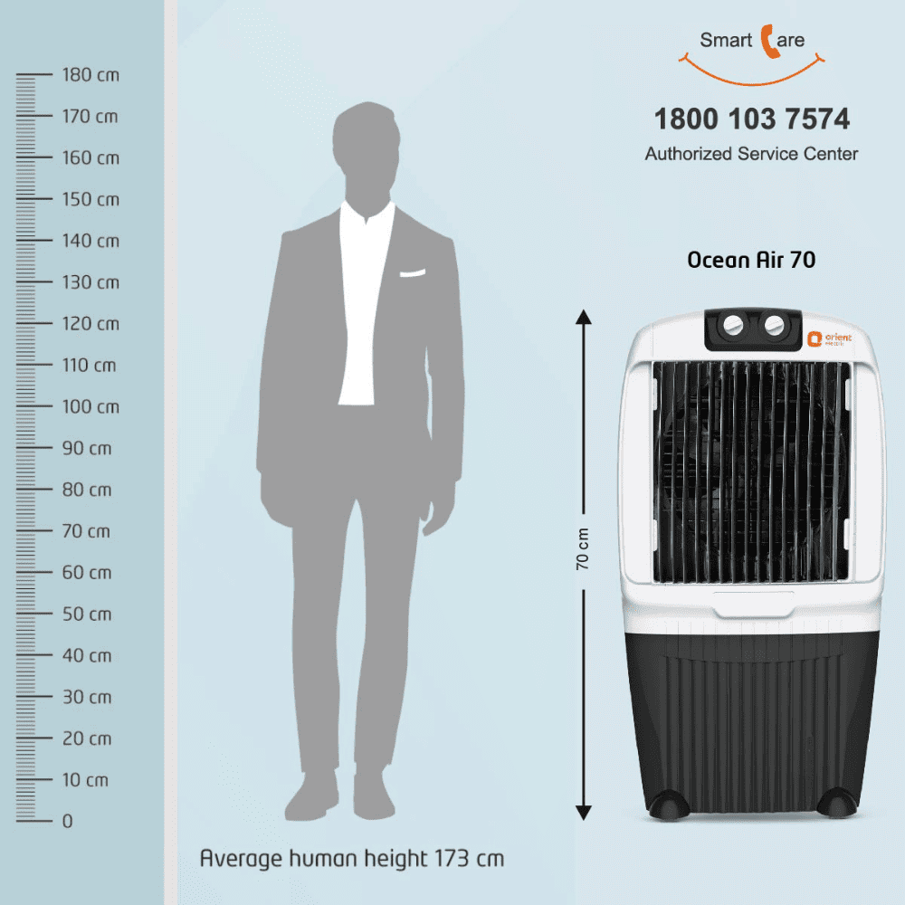 Orient 70 Ltrs Electric Aerocool Desert Air Cooler (CD7001 OCEAN M-70, Black & White)