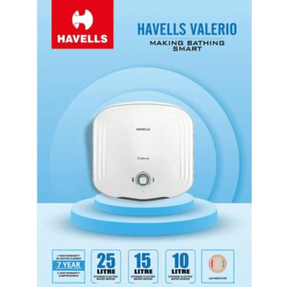 Havells 25 Ltrs Storage 5 Star Wall Mounting Water Heater Geyser (Valerio25L)