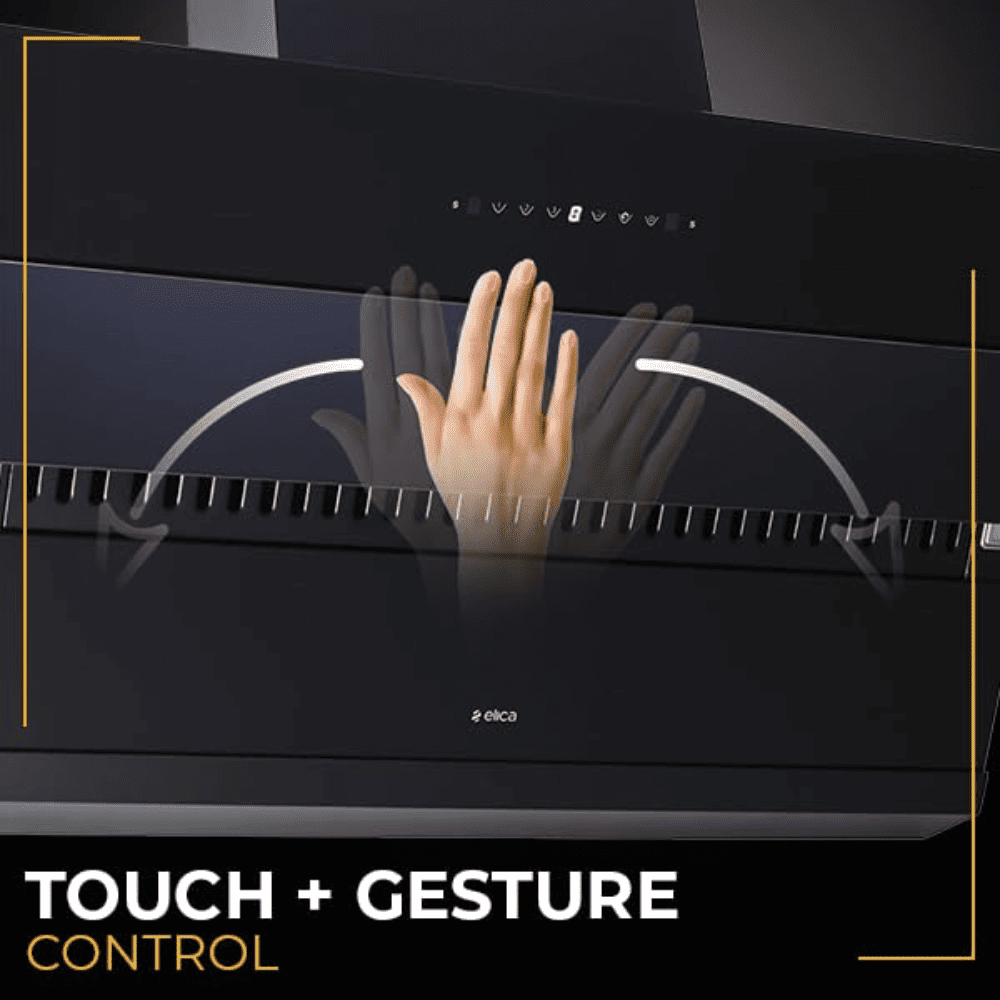 Whirlpool VFL PRO 902 HAC BK, 90 cm 1425 m3/hr Auto Clean Wall Mounted Chimney, Touch + Gesture Control with Filterless Technology (Black)