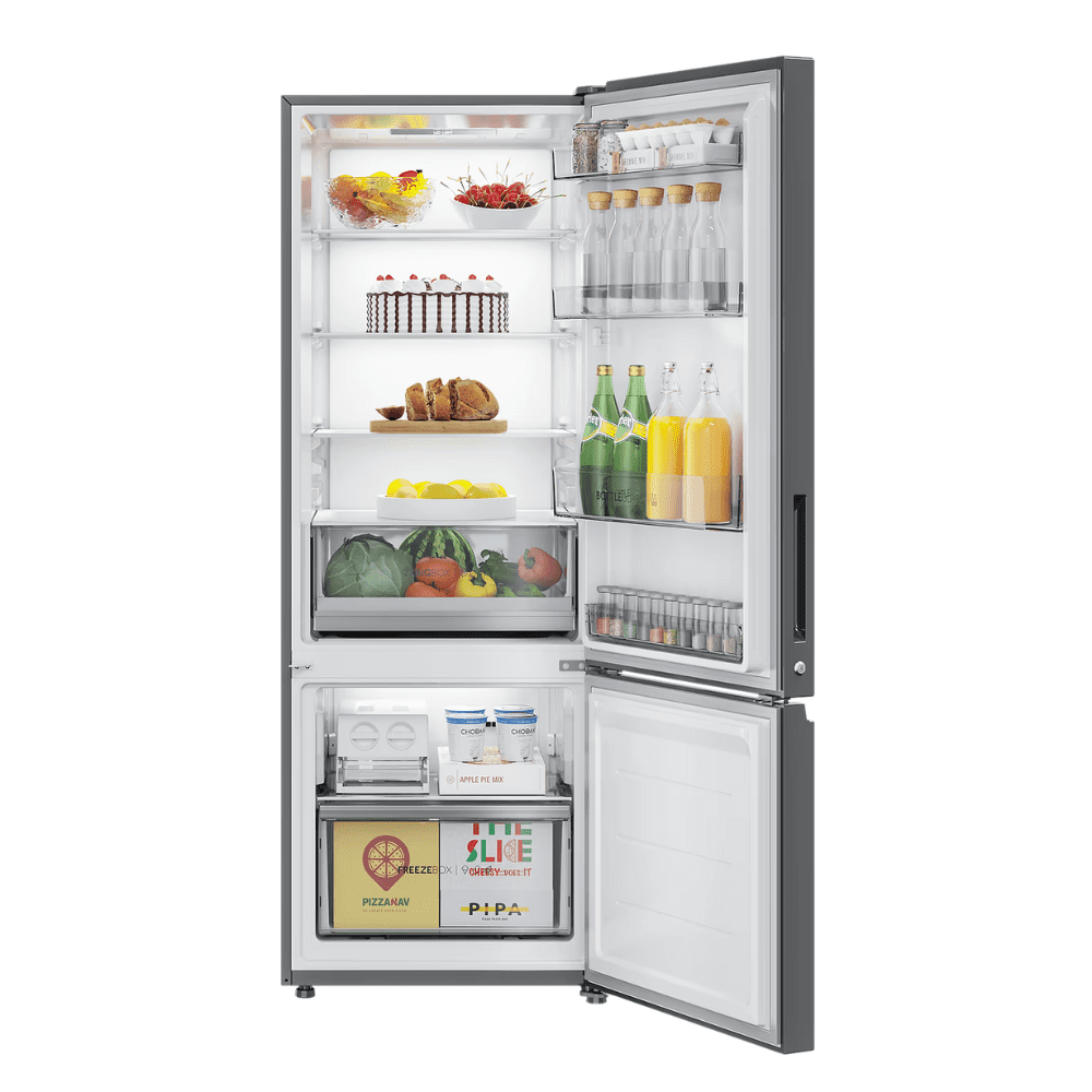 Haier 325 Ltrs 3 Star Inverter Frost Free Double Door Refrigerator (HRB-3753BBS-P, Brushline Silver)