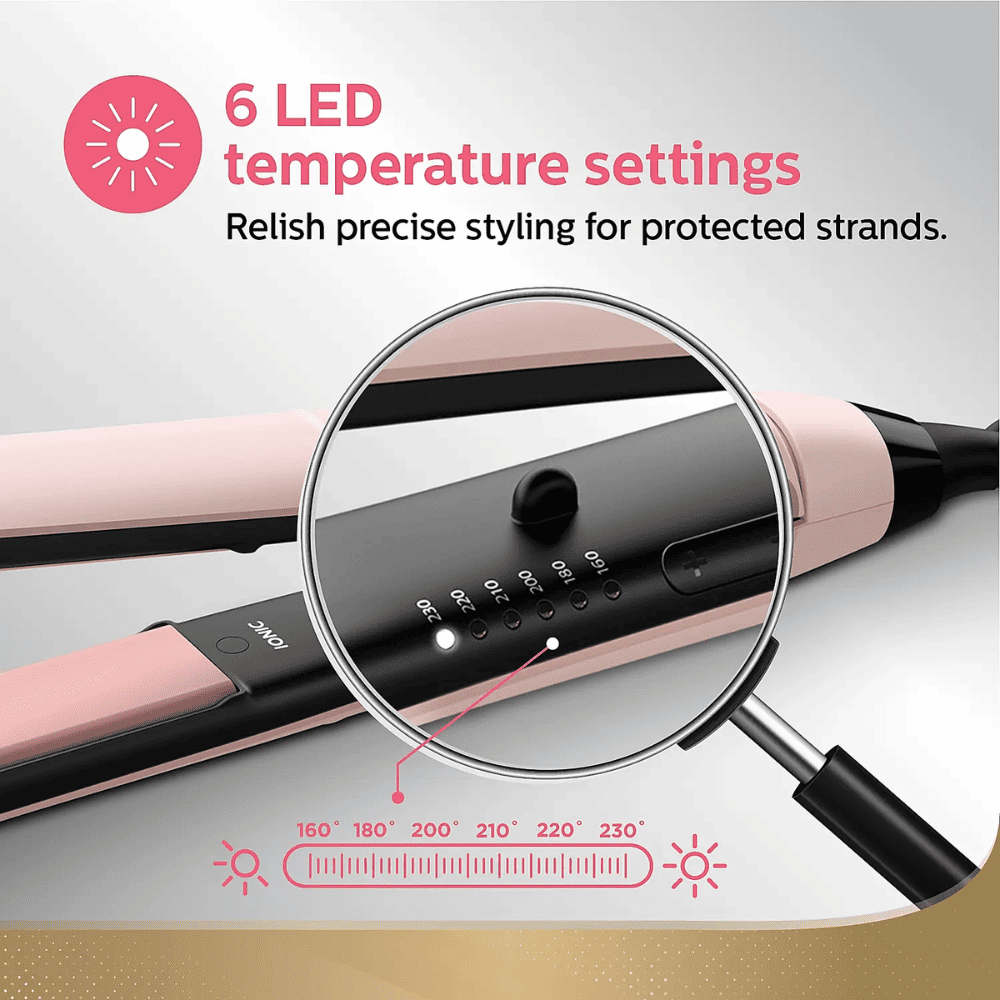 Philips BHS378, Hair Straightener Kerashine Ceramic Plates (Pink & Black)