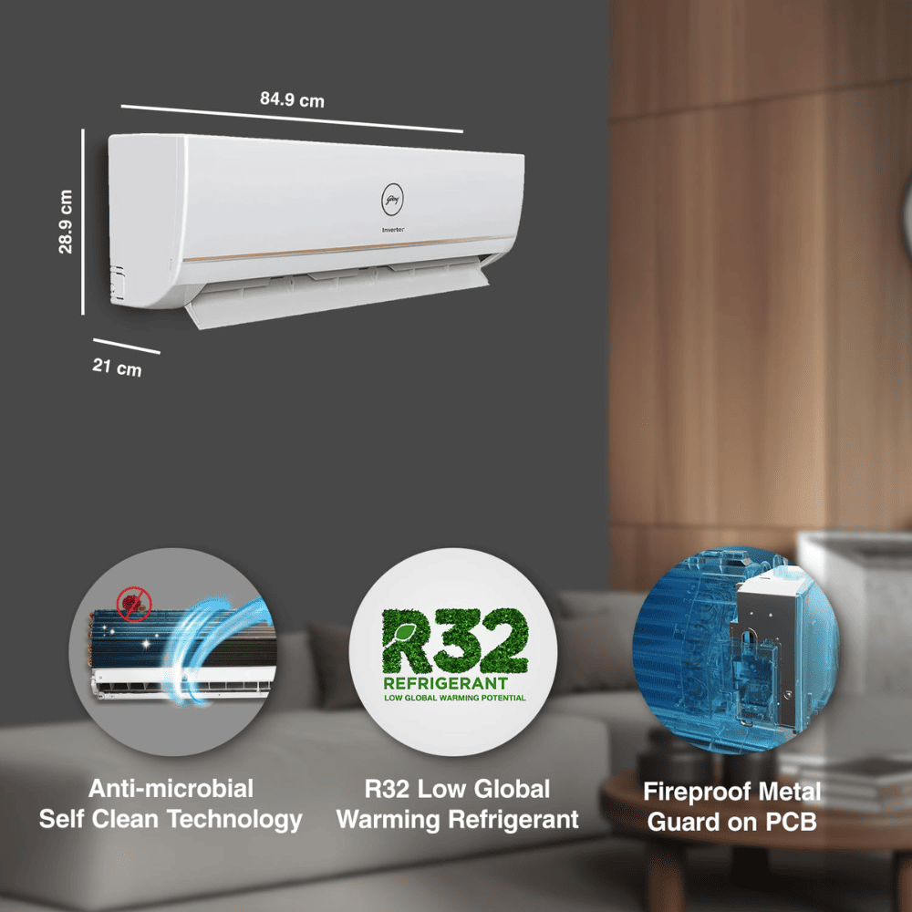 Godrej 1.5 ton 3 Star Inverter Split Air Conditioner Copper (1.5T SIC 18DTC3 VYQ IOT)