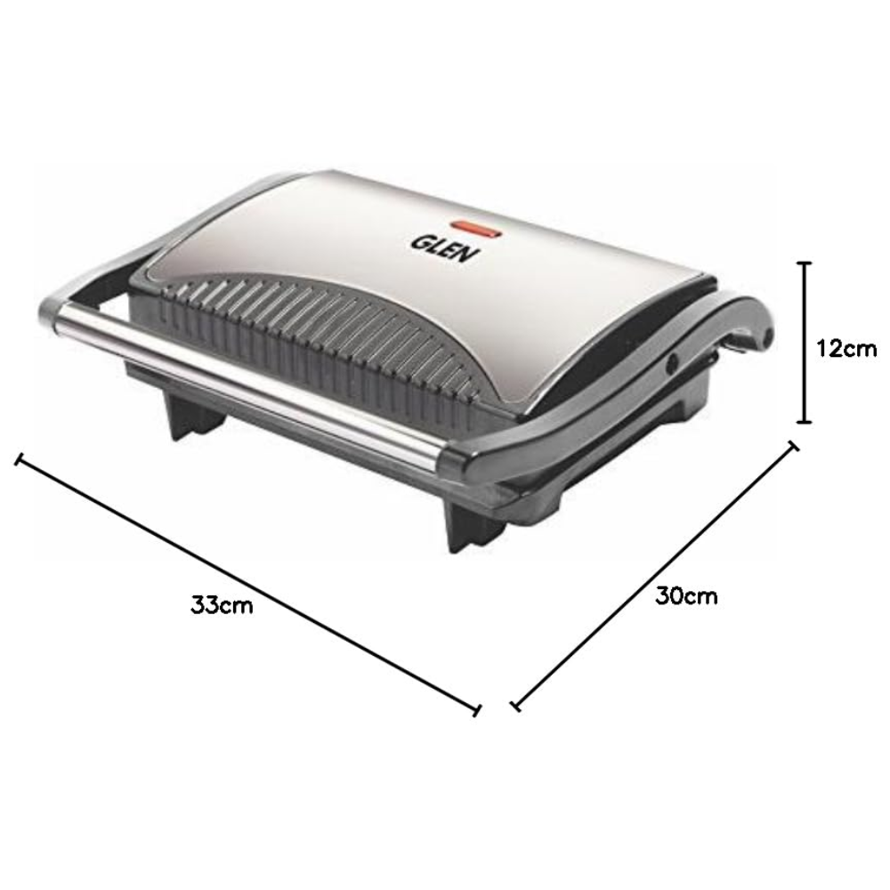 Glen GL3029, 700 Watts Electric Sandwich Maker, Grill and Toast with Non Stick Coating Plates (Black)
