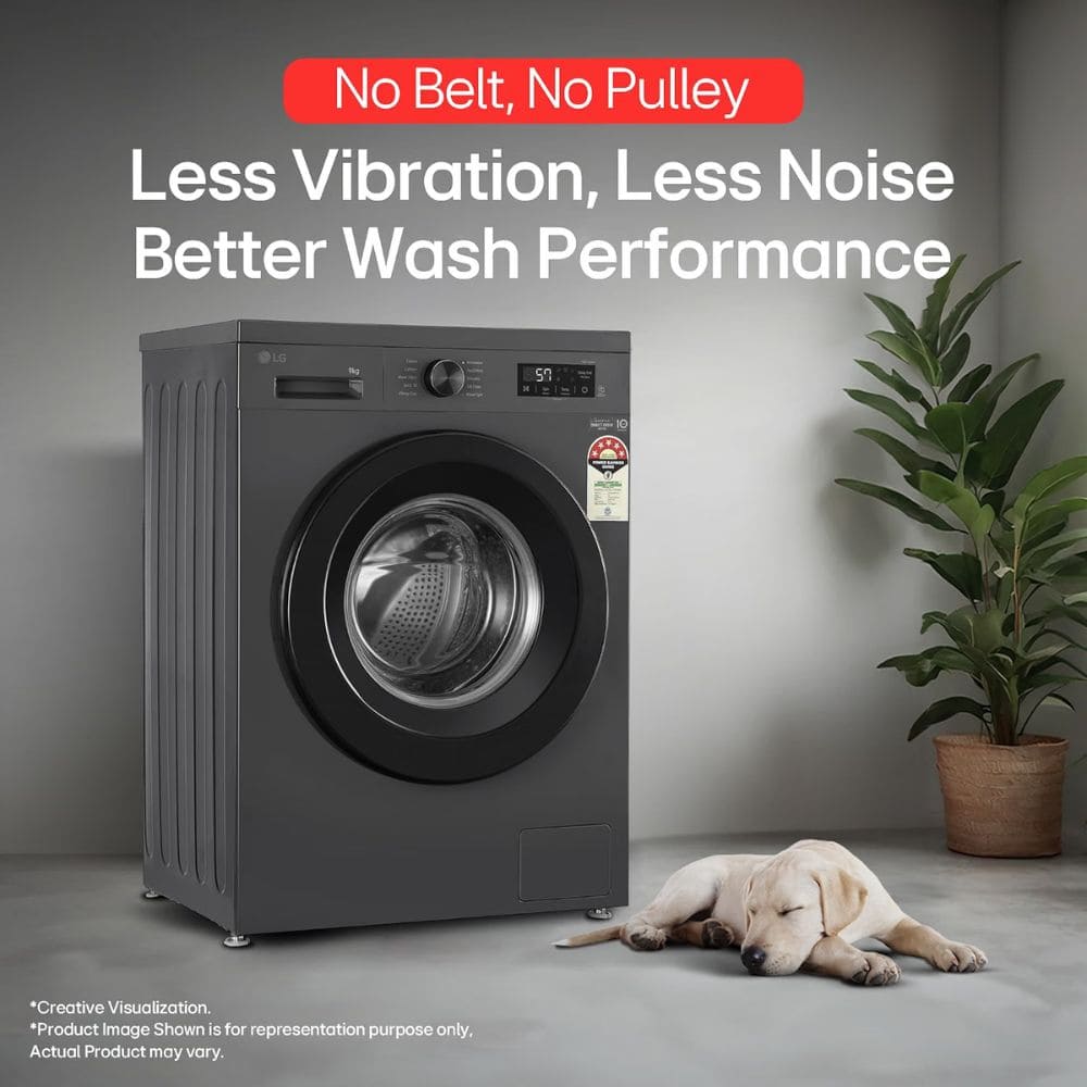 LG 9 Kg 5 Star Fully Automatic Front Load Washing Machine (FHB1209Z2M,Black)