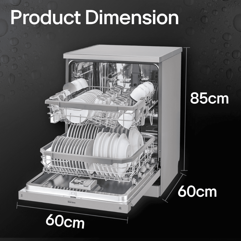 LG  14 Place Setting Free Standing Dishwasher with TrueSteam, QuadWash Easy Rack Plus (DFB424FP,Silver)