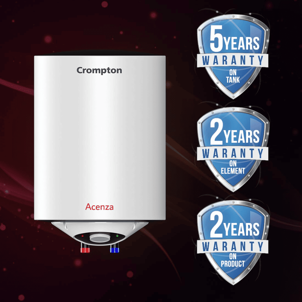 Crompton 15 Ltrs Storage Wall Mounting Water Heater Geyser (Acenza15L, White)