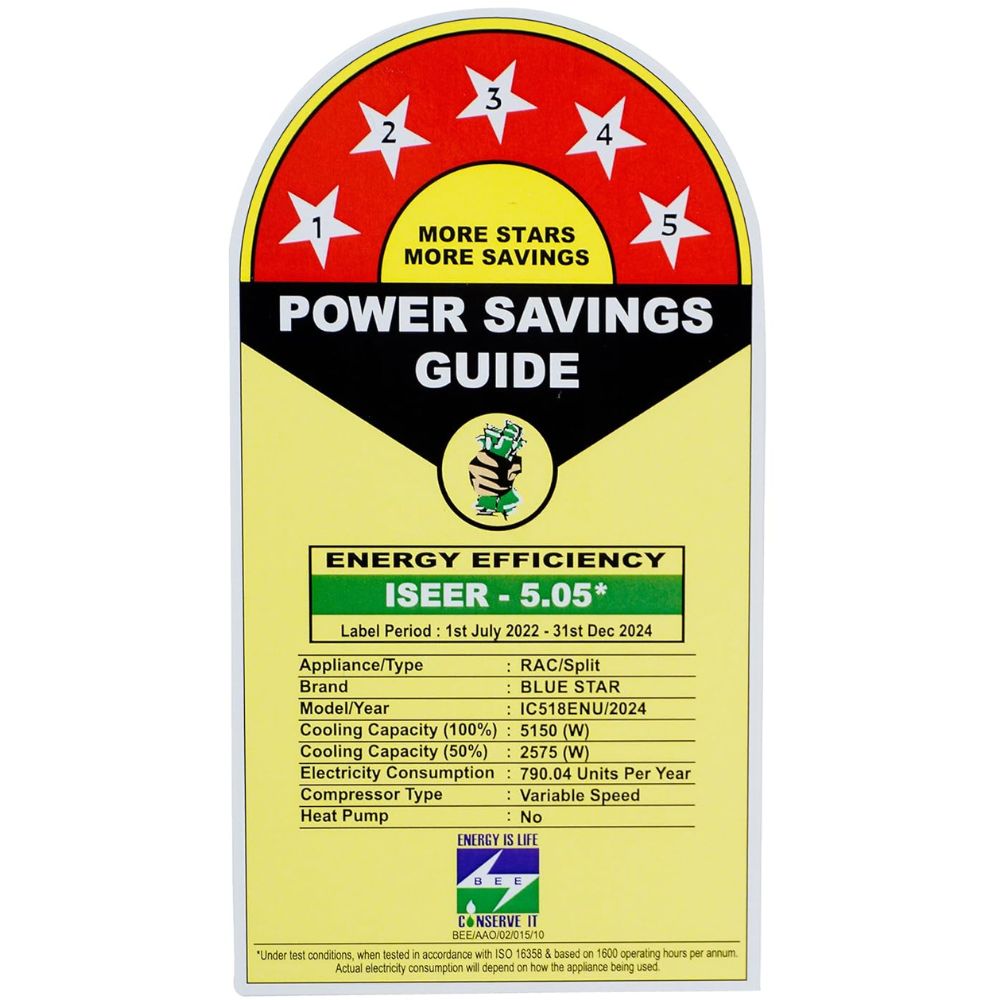 Blue Star 1.5 ton 5 star Inverter Split Air Conditioner (IC518FNU)