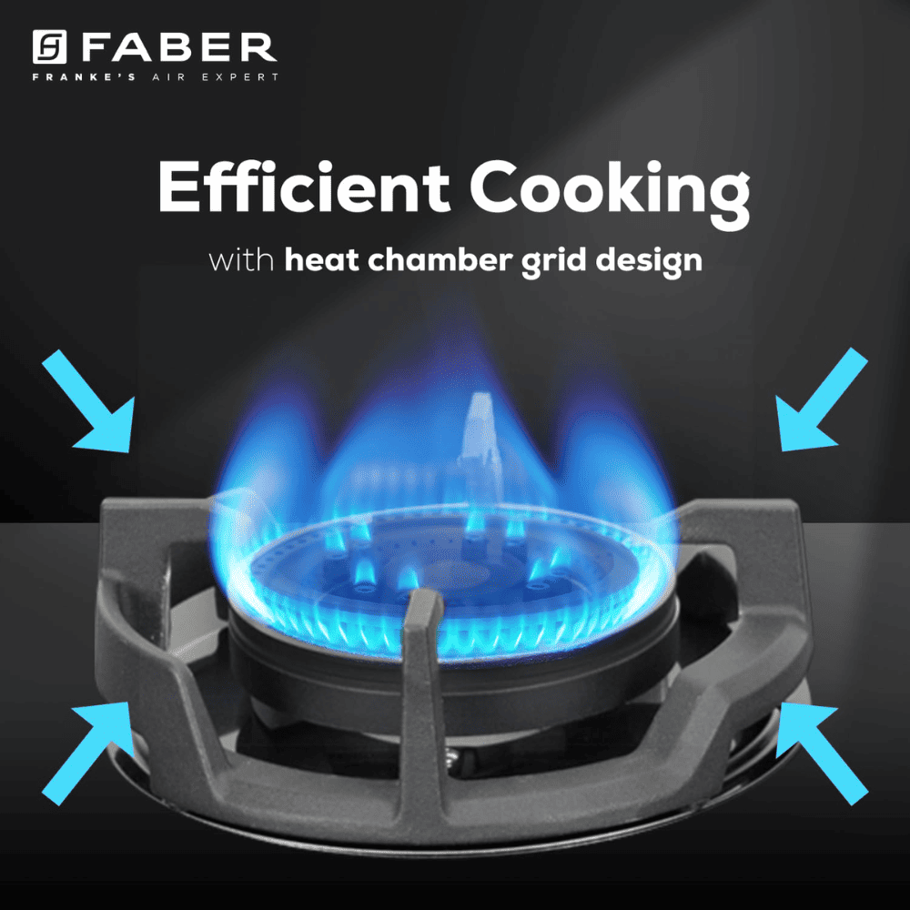 Faber Hob EXPERIA HT703 ALU AI, 3 burner 70 cm Auto Ignition Glass Matt Finish Brass Burners 1 Medium + 1 Small + 1 High (Black)