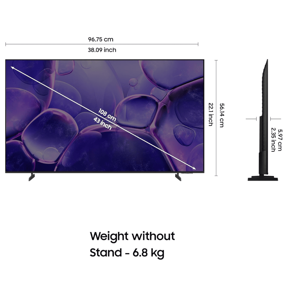 Samsung 43U8100F, 43 Inches 4K Ultra HD Smart LED TV, Crystal Black