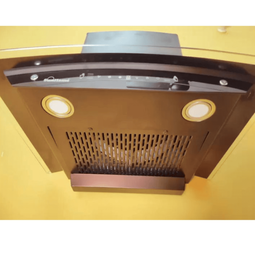 Sunflame ANCONA Bk, 60 cm 1250 m3/hr Auto Clean Wall Mounted Chimney, Filterless Technology (Black)