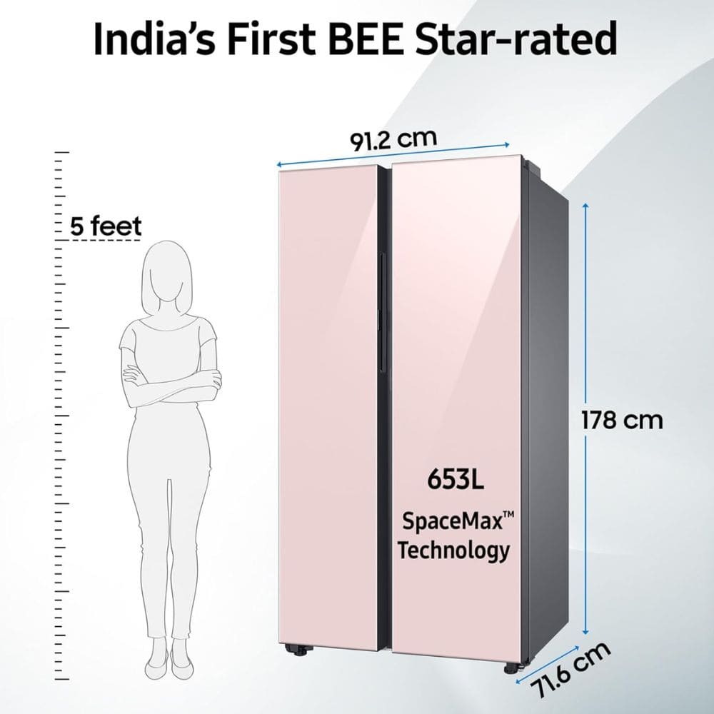 Samsung 653 Ltrs 3 Star, Inverter Frost Free, Side-by-Side Refrigerator (RS76CB81A333)