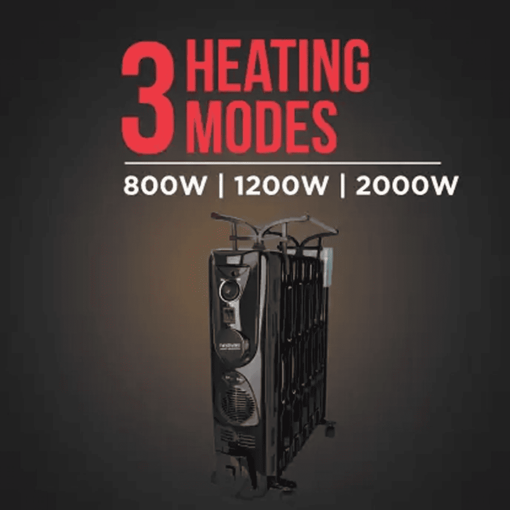 Hindware 13 Wave Fins, 2900 Watts Oil Filled Radiator Room Heater (Atlantic VELDA 13f, Black)