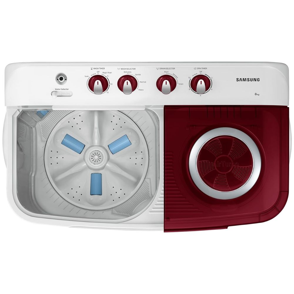Samsung 8 Kg 5 Star Semi Automatic Top Load Washing Machine (WT80C4000RR, Red & White)