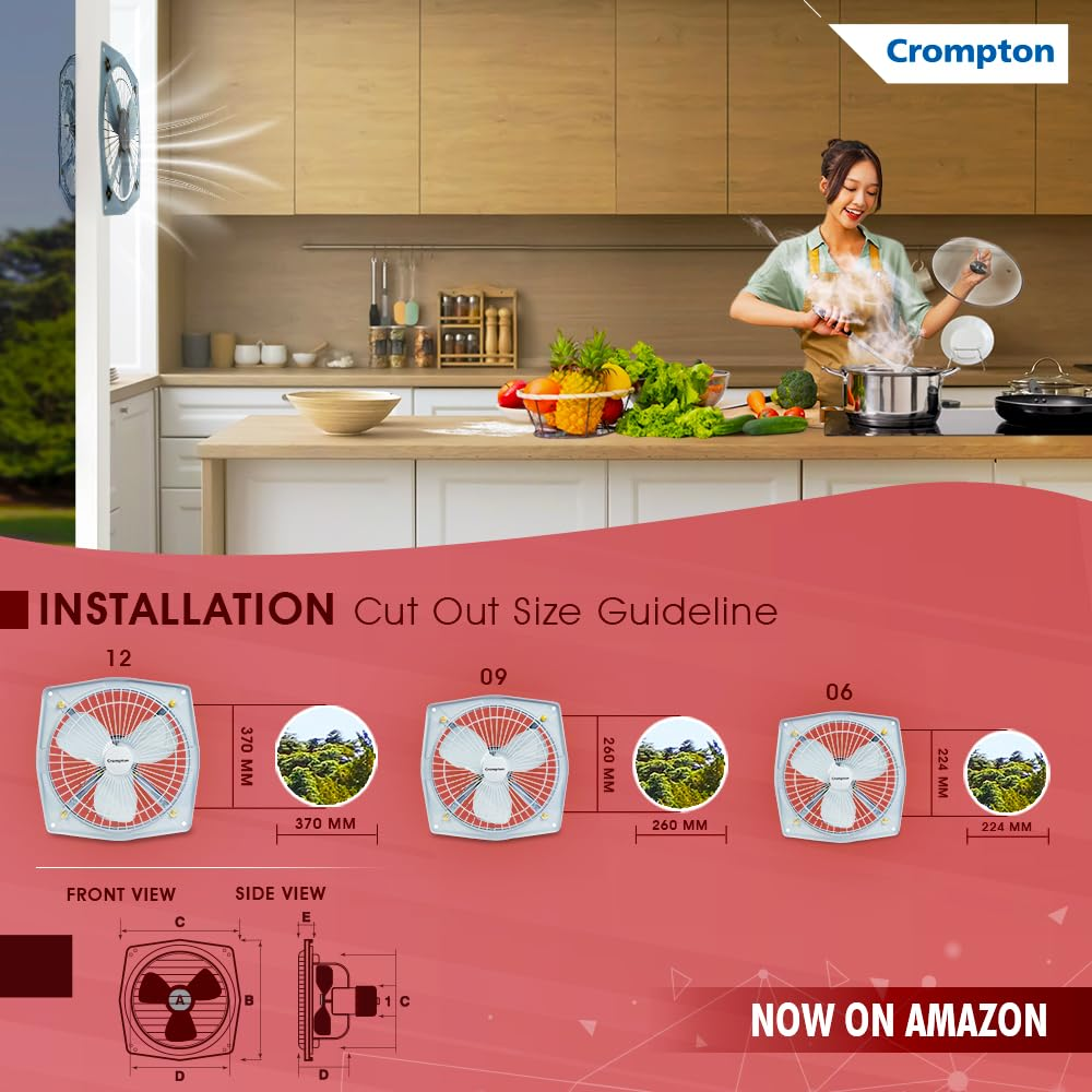 Crompton 250mm 3 Blade Fresh Air Exhaust Fan (DRIFT AIR+)