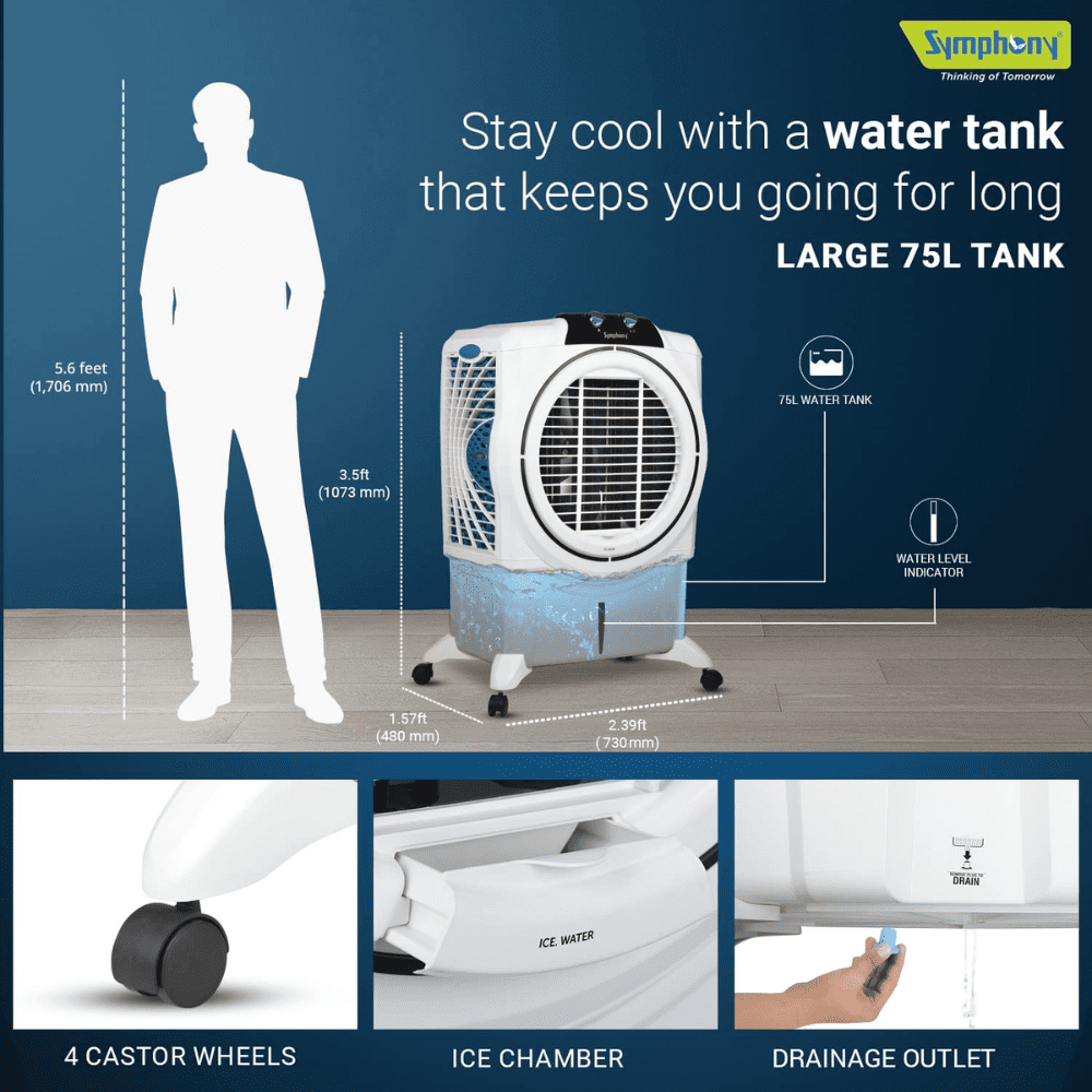 Symphony 75 Ltrs Desert Room Air Cooler (Sumo 75 XL)