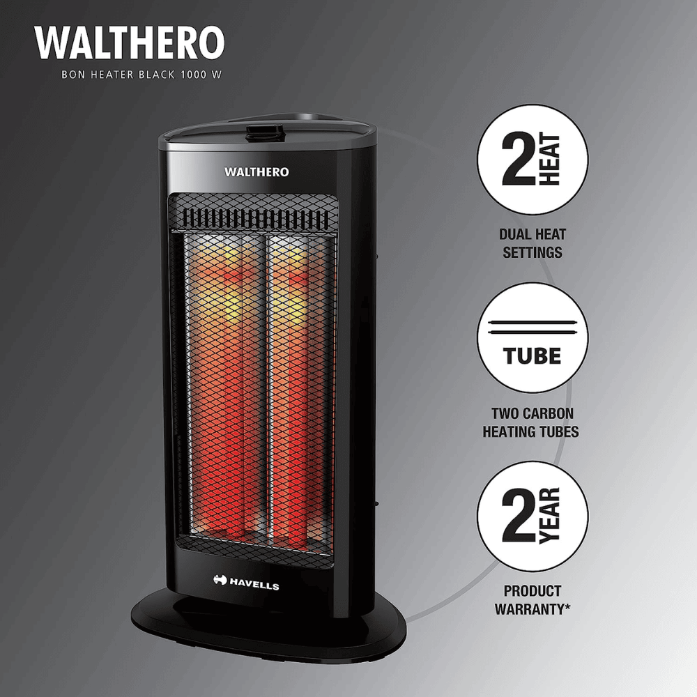 Havells 1000 Watts WALTHERO Carbon Room Heater, Black
