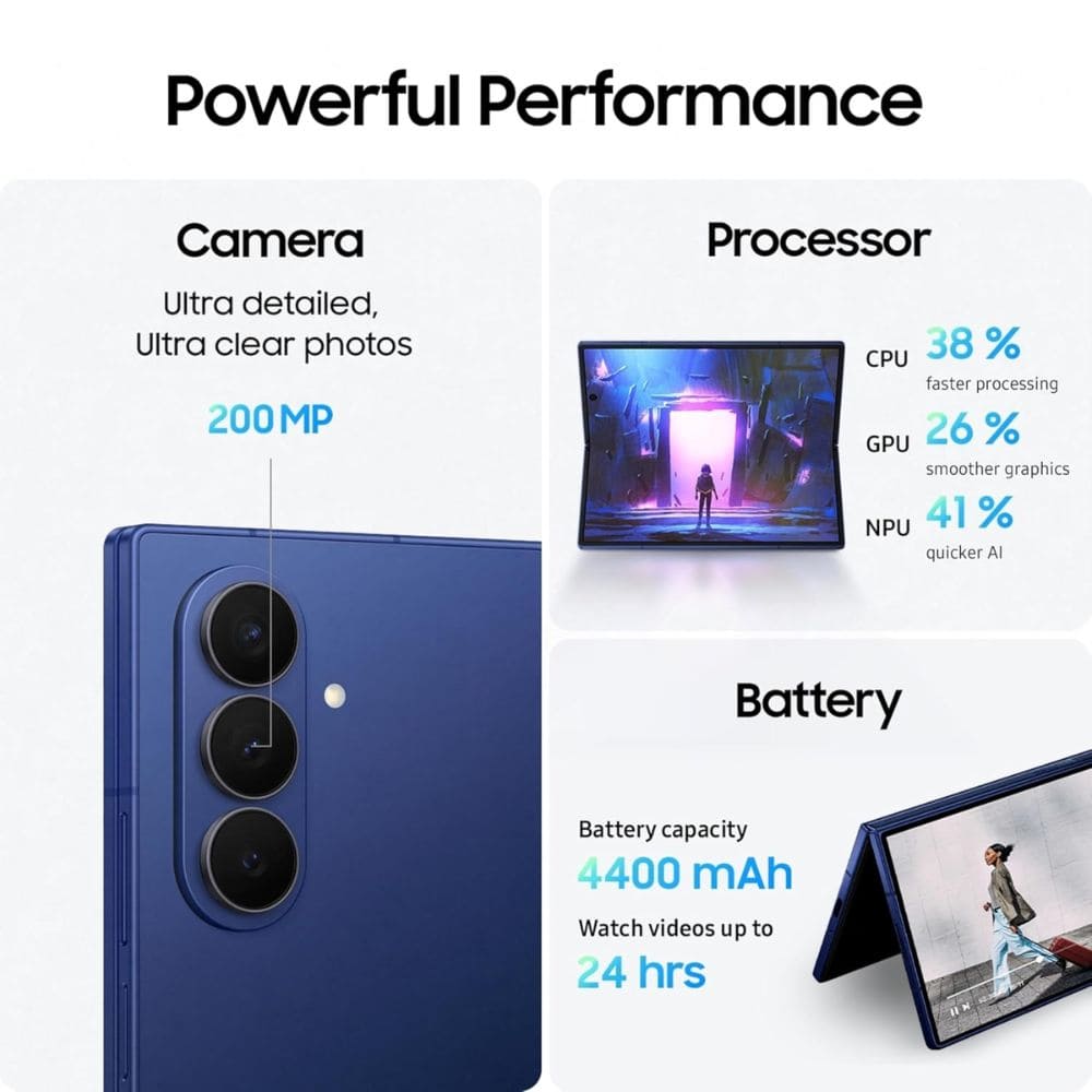 Samsung Galaxy Z Fold7 5G AI Smartphone with Ultra Sleek Design (Blue Shadow,12GB RAM, 256GB Storage)