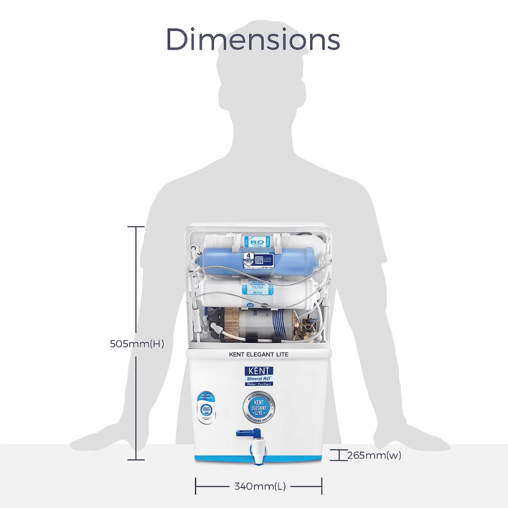 Kent Elegant Lite, 8 Ltrs Storage RO+UF + TDS Control Wall Mountable Water Purifier, White