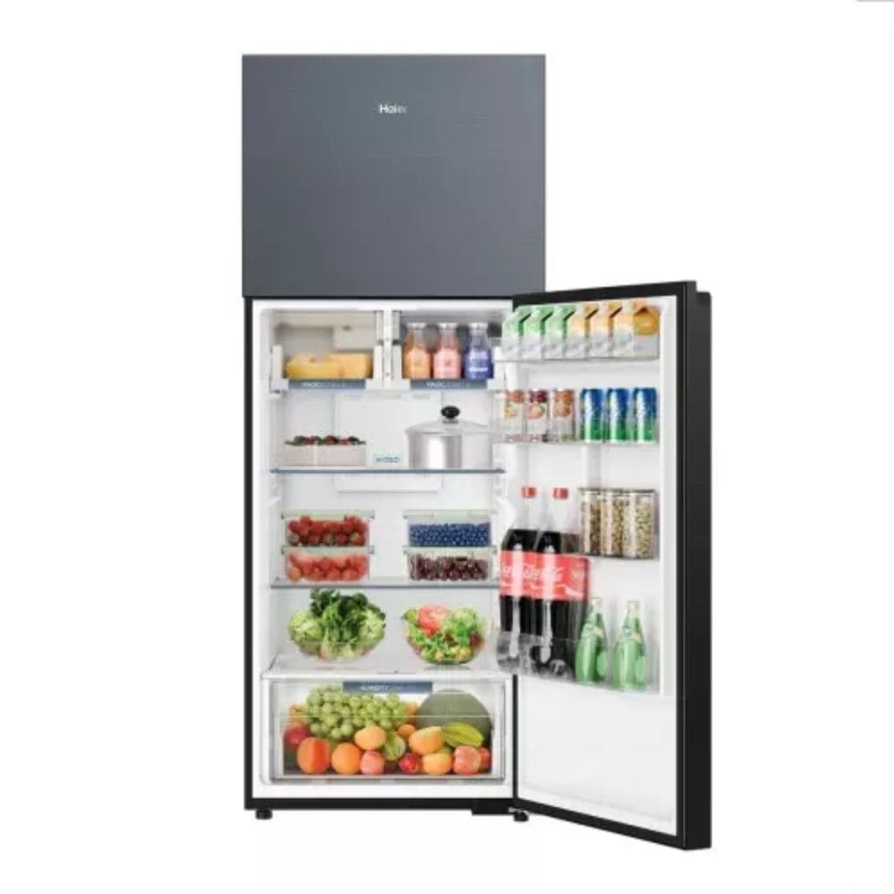 Haier 475 Ltrs, 1 Star Frost Free Double Door Top Mount Refrigerator (HRF 5251PKGA N, Black Glass)