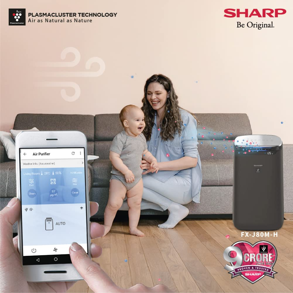 Sharp FX-J80M-H, Multi-Stage Purification Humidity Filter Technology, Air Purifier (HEPA+Carbon+Pre-filter, White)