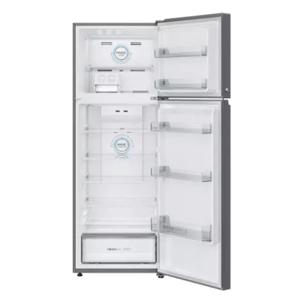 Haier 328 Ltrs, 2 Star Frost Free Double Door Top Mount Refrigerator (HRF 4082BISA P,Inox Steel)