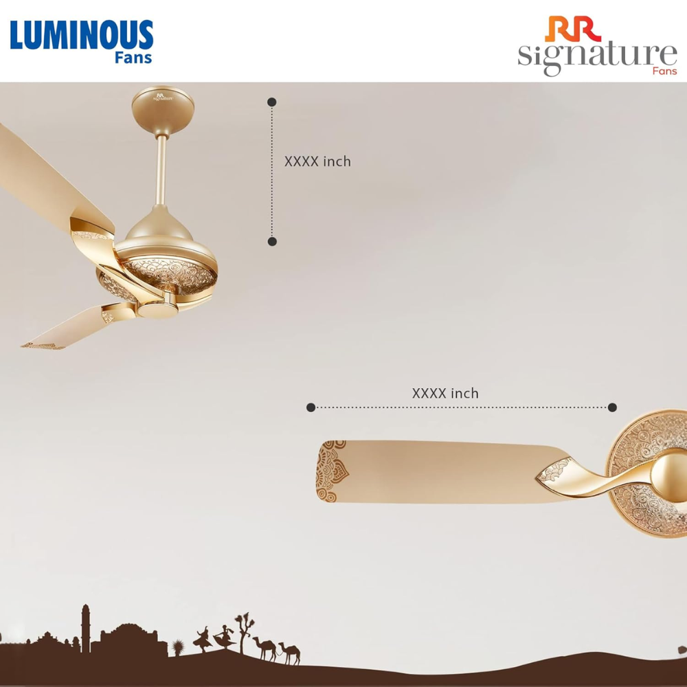 Luminous Jaipur Mahal, 1320mm 3 Blads Designer Ceiling Fans