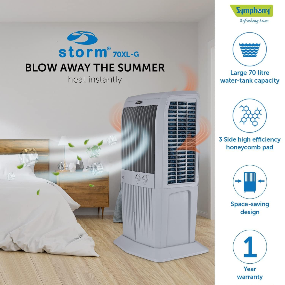 Symphony 70 Ltrs Tower Air Cooler (STORM-70XL)