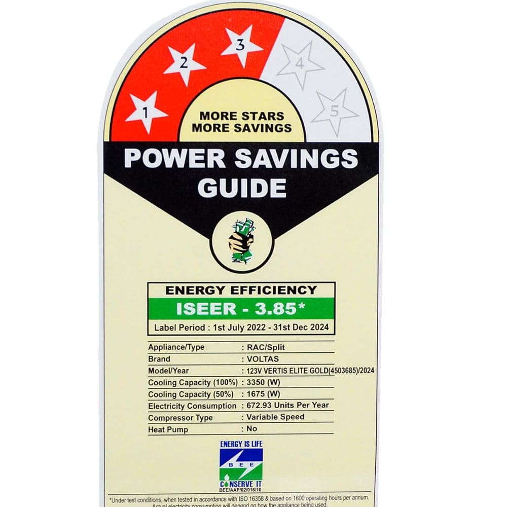 Voltas 1 Ton 3 Star Inverter Split AC (123V VEERTIS ELITE)