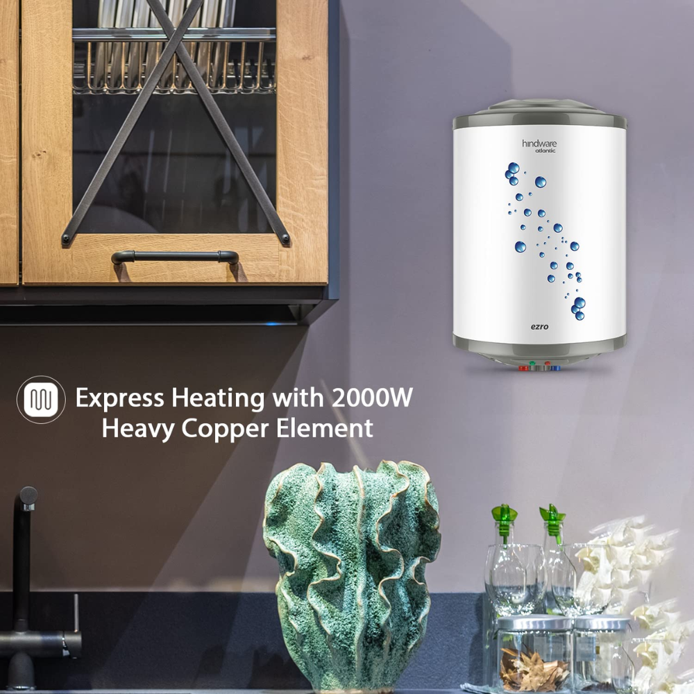 Hindware 15 Ltrs Vertical Storage, 5 Star Wall Mounting Water Heater Geyser (EZRO 15L, White)